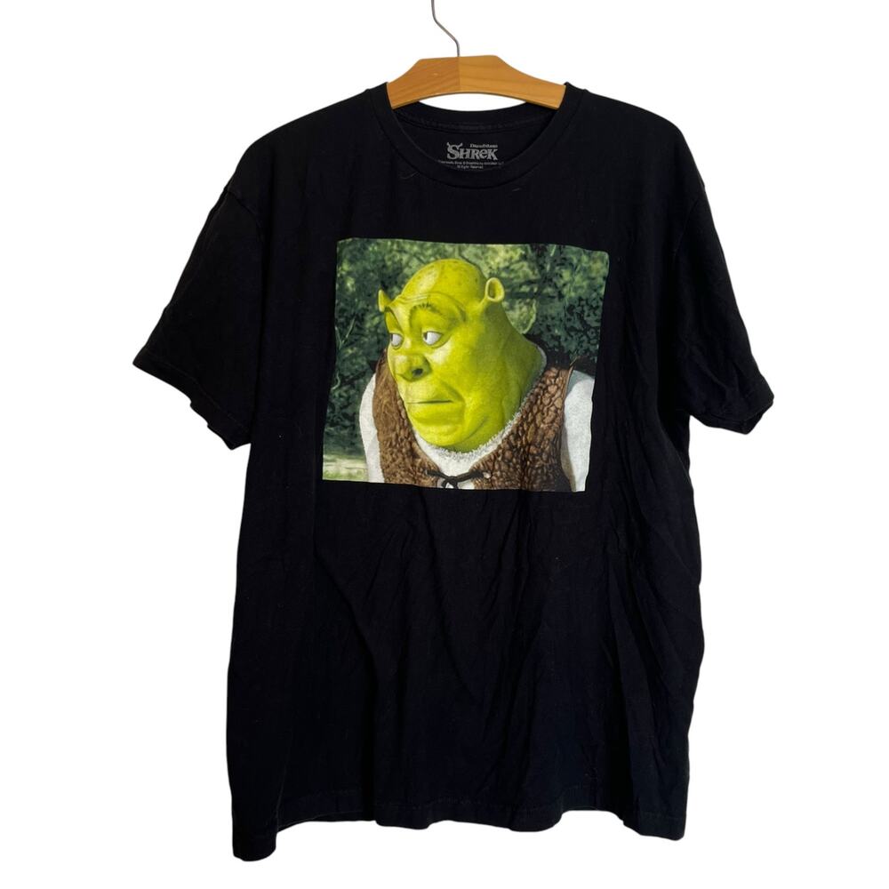 Dreamworks Shrek Bored Meme T-Shirt Weirdcore Funny Graphic Tee Black Size XL